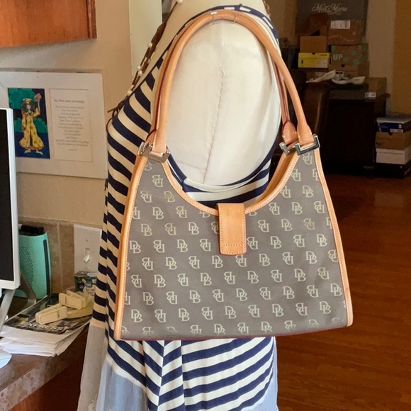 Dooney & Bourke Vintage Set of 3 Taupe Canvas & Tan Leather Bags, Preowned - Picture 2 of 16